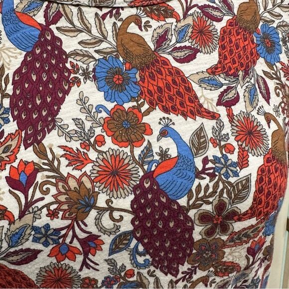 LOFT Boho Peacock Print T-Shirt Size Small - Picture 8 of 9
